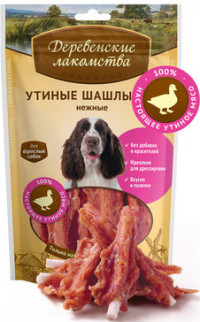 ДЕРЕВЕНСКИЕ ЛАКОМСТВА 100 % Мяса Утиные шашлычки нежные для собак 90 гр