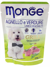 Monge Dog Grill Pouch паучи для собак c ягненком и овощами - 100 г