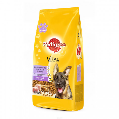 Pedigree сухой корм для щенков крупных пород с 6 месяцев с курицей - 13 кг