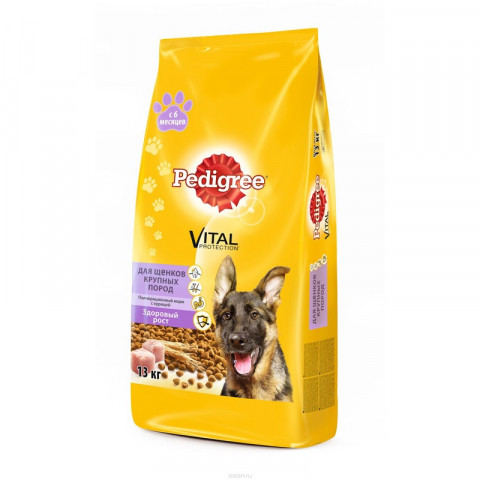 Pedigree сухой корм для щенков крупных пород с 6 месяцев с курицей - 13 кг