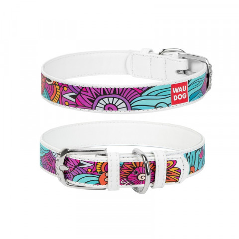 Ошейник Waudog с рисунком Лето ширина 25 мм, длина 38-49 смбелый 1 ш