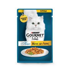 Gourmet Perle Желе-де-Люкс влажный корм для взрослых кошек с курицей в желе в паучах - 75 г