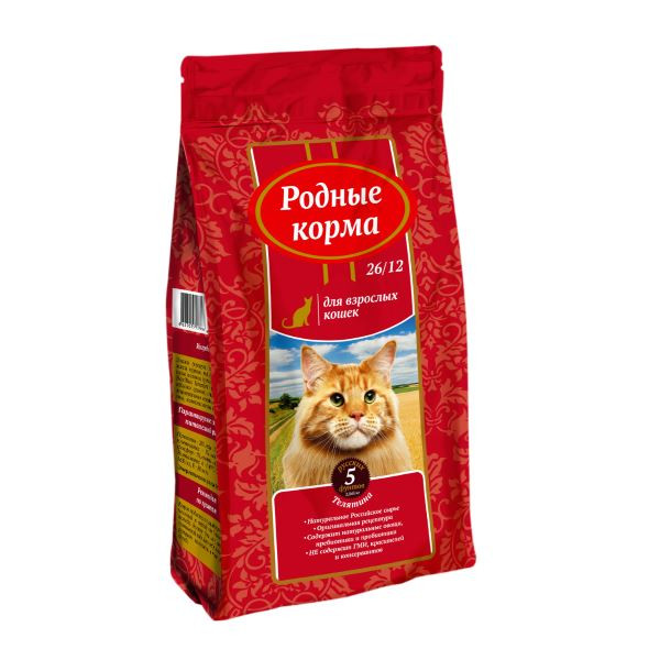 Родные корма сухой корм для взрослых кошек с телятиной 2,045 кг