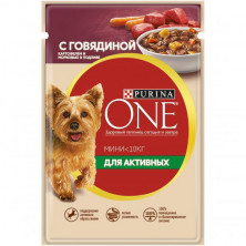 Purina one Mini Актив Говядина Картофель Морковь консервы 85 гр для собак пауч 1х26
