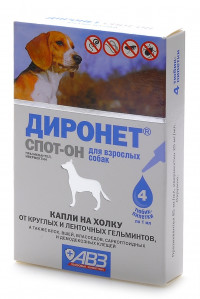 Диронет Спот-Он капли на холку для собак от экто- и эндопаразитов 4 пипетки