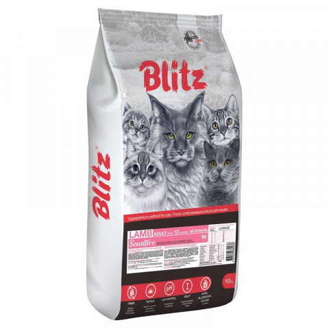 Blitz Adult Cats Lamb для кошек с ягненком - 10 кг
