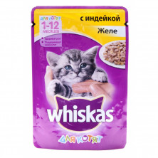 Whiskas паучи в форме желе с индейкой для котят до 1 года - 85 г