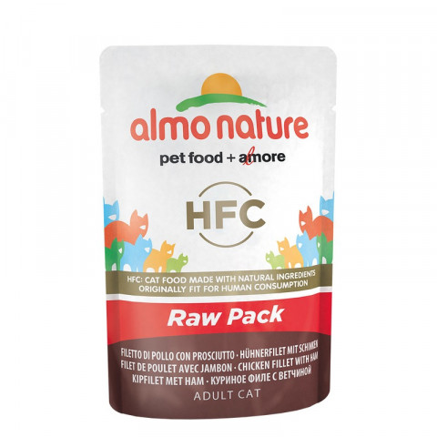 Almo Nature Classic Raw Pack Adult Cat Chicken Fillet with Ham паучи с 75% мяса (куриное филе с ветчиной) для взрослых кошек - 55 г