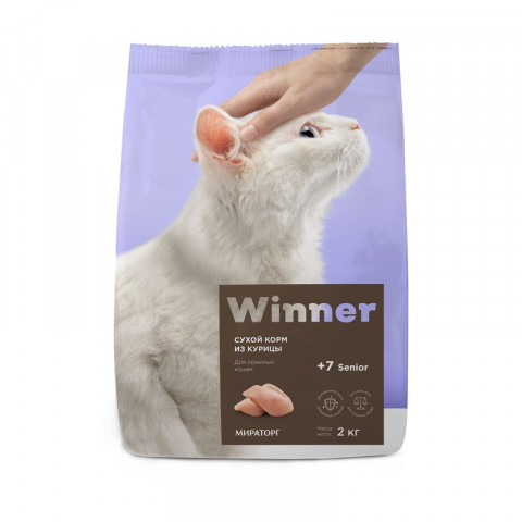 Сухой корм Winner для пожилых кошек с курицей - 2 кг