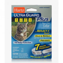Ошейник Hartz Ultra Guard Plus инсектоакарицидный для кошек и котят белый, со светоотражающей полосой - 27 см + 10%