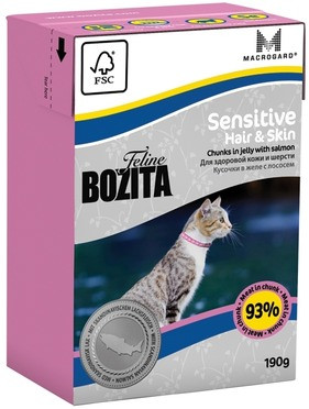 Bozita Funktion Sensitive Hair & Skin кусочки лосося в желе для кошек с чувствительной кожей и шерстью - 190 г