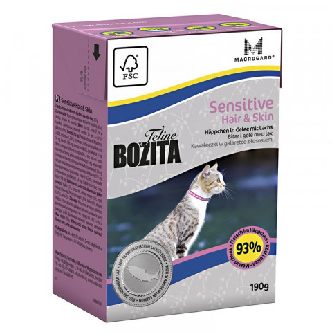 Bozita Funktion Sensitive Hair & Skin кусочки лосося в желе для кошек с чувствительной кожей и шерстью - 190 г