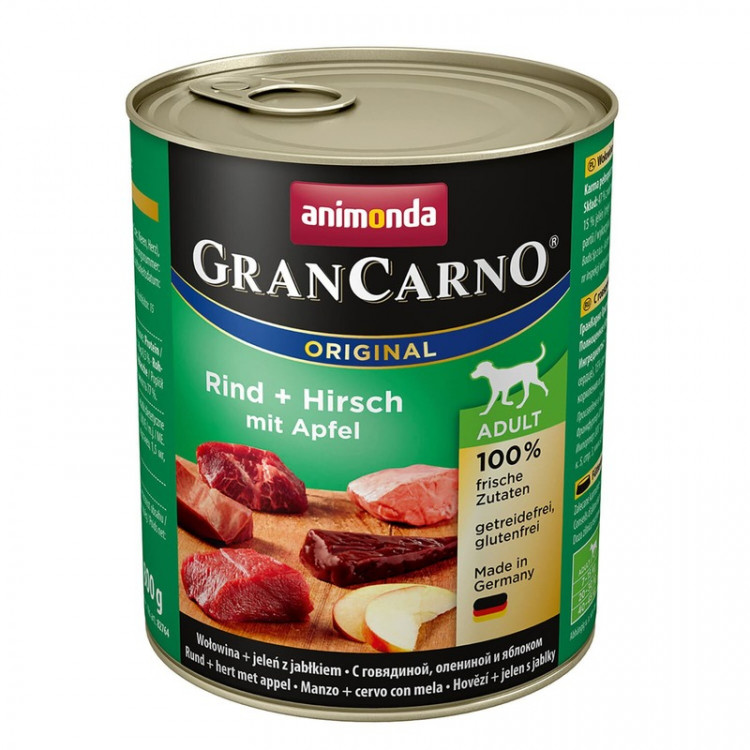 Влажный корм Animonda GranCarno для взрослых собак c говядиной, олениной и яблоком - 800 г