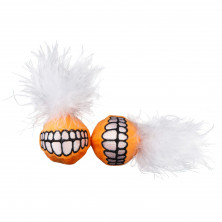 Rogz игрушка для кошек, плюшевый мяч с мятой и пером, CTC03D, оранжевый 2 шт