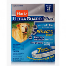 Ошейник Hartz Ultra Guard Plus инсектоакарицидный для собак и щенков белый, со светоотражающей полосой - 58 см + 10%
