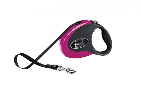 Flexi рулетка Collection S (до 12 кг) 3 м лента черная/розовая