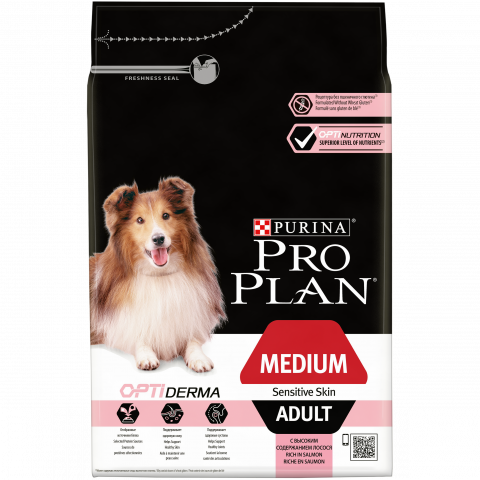 Pro plan medium adult sensetiv skin с лососем и рисом 3 кг