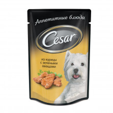 Cesar корм паучи из курицы с зелеными овощами для взрослых собак - 100 г