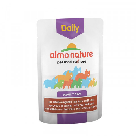 Almo Nature Daily Menu Adult Cat Veal & Lamb паучи для взрослых кошек меню с телятиной и ягненком - 70 г