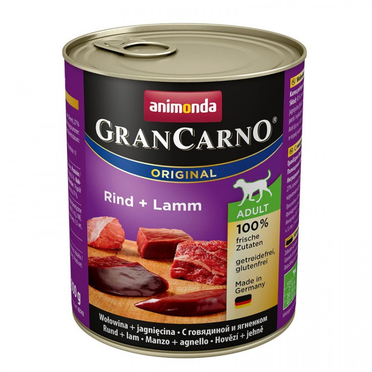 Влажный корм Animonda GranCarno для взрослых собак с говядиной и ягненком - 800 г