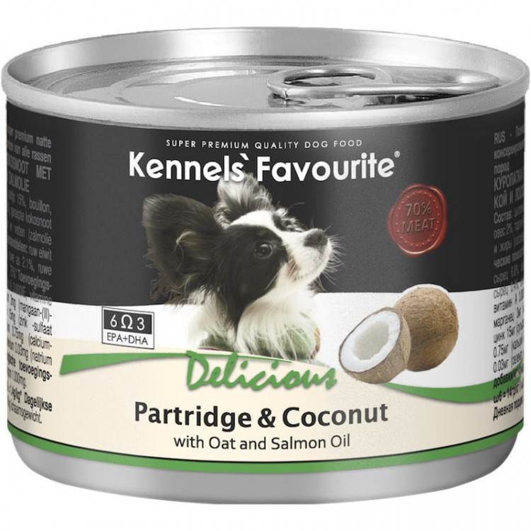 Влажный корм Kennels` Favourite Partridge & Coconut для взрослых собак всех пород с куропаткой и кокосом - 200 г