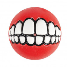 Игрушка для собак ROGZ Grinz L мяч с принтом \"зубы\" и отверстием для лакомства Красный - 78 мм