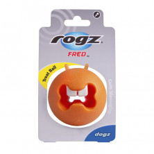Rogz мяч пупырчатый с отверстием для лакомств для массажа десен, 66 мм, FR02D, оранжевый