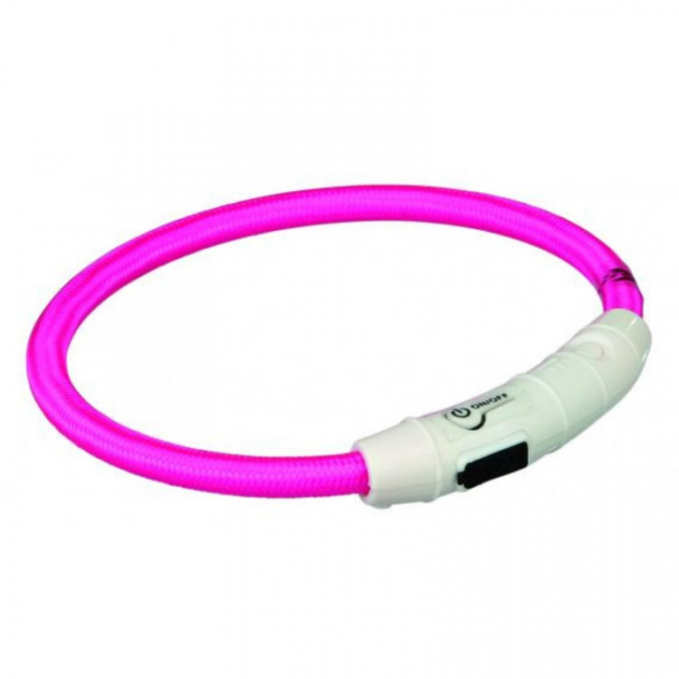 Кольцо Trixie для собак мигающее нейлоновое с USB XS–S 35 см/ф7 мм розовое 1 ш