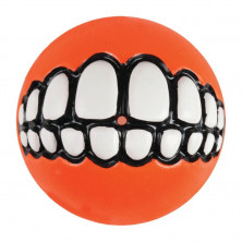 Игрушка для собак ROGZ Grinz L мяч с принтом \"зубы\" и отверстием для лакомства Оранжевый - 78 мм