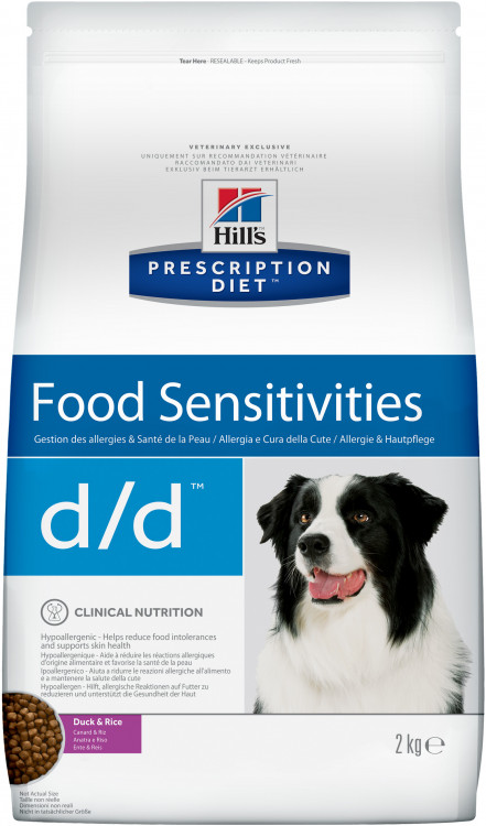 Hill's Prescription Diet d/d Food Sensitivities корм для собак диета для поддержания здоровья кожи и при пищевой аллергии утка и рис 2 кг
