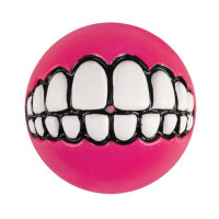 Rogz Grinz L игрушка для собак мяч с принтом "зубы" и отверстием для лакомства, розовая, 78 мм
