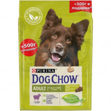 Purina Dog Chow сухой корм для взрослых собак с ягненком - 2,5 кг + 500 г в подарок