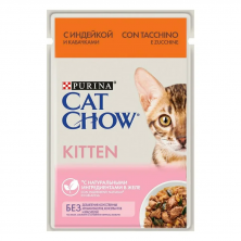 Влажный корм Purina Cat Chow Adult для котят с индейкой и кабачком - 85 г