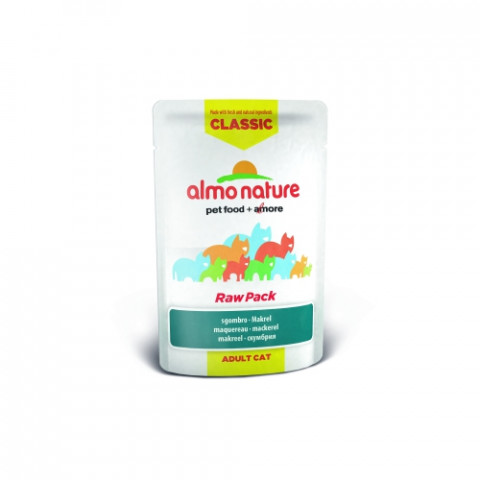 Almo Nature Classic Raw Pack Adult Cat Mackerel паучи с 75% мяса (макрель) для взрослых кошек - 55 г