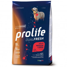 Prolife Dual Fresh Adult сухой корм для собак с говядиной, гусем и рисом - 12 кг