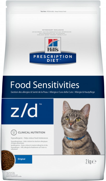 Hill's Prescription Diet z/d Food Sensitivities корм для кошек диета для поддержания здоровья кожи и при пищевой аллергии 2 кг