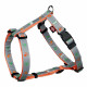 Rogz Шлейка светоотражающая для маленьких собак (23-37 см) SJ51D, серая с оранжевым орнаментом