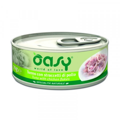 Oasy Wet cat Specialita Naturali Tuna Chicken flake дополнительное питание для кошек с тунцом и курицей в консервах - 70 г (1 шт)