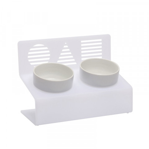 Миска для животных Artmiska Deluxe "Геометрия" двойная на подставке XS, белая, 2x360 мл 1 ш