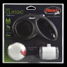 Flexi набор (рулетка NEW Classic М (до 20 кг) трос 5 м + LED фонарик + Multi-box) черный