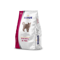 Sirius Сухой корм для взрослых кошек, лосось и рис - 400 г