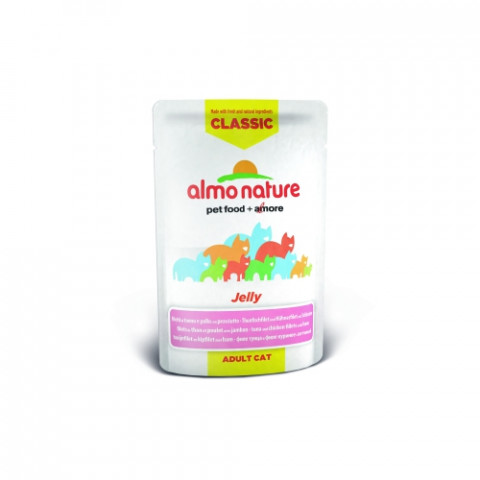 Almo Nature Classic Adult Cat Nature Jelly Tuna, Chicken & Ham паучи с тунцом, курицей и ветчиной в желе для взрослых кошек - 55 г