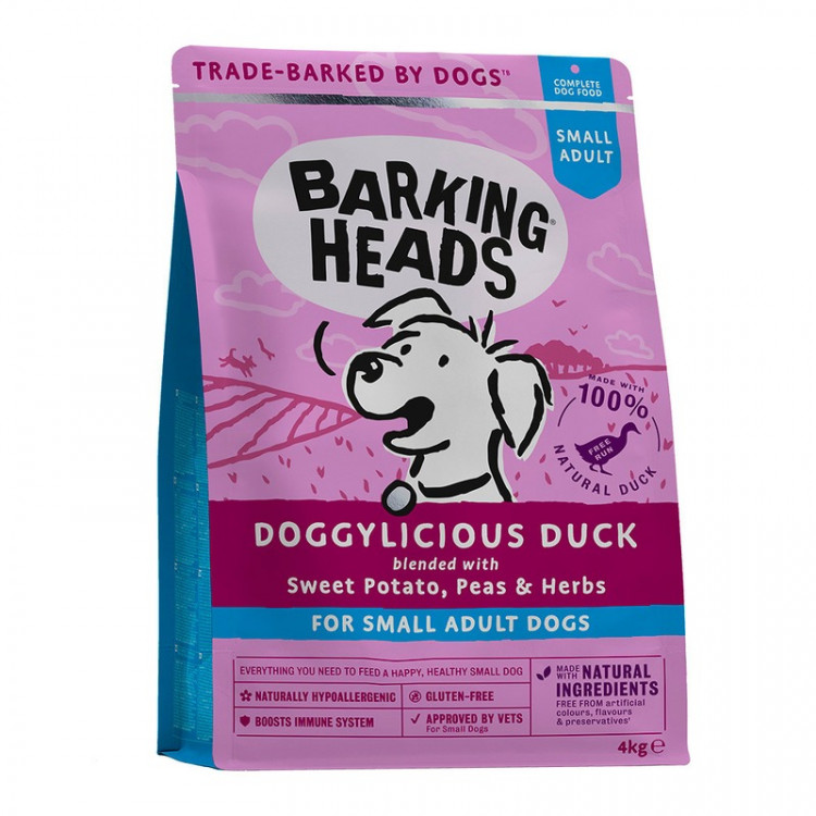 Сухой беззерновой корм Barking Heads Doggylicious Duck для взрослых собак мелких пород с уткой и бататом - 4 кг