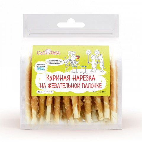 Dog Fest Куриная нарезка на жевательной палочке для собак 500 г