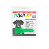 RolfClub 3D капли для собак 40-60 кг от клещей, блох, вшей, власоедов 4 мл