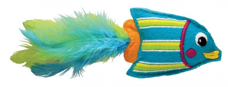 Kong игрушка для кошек Тропическая рыбка с кошачьей мятой голубая  12 см