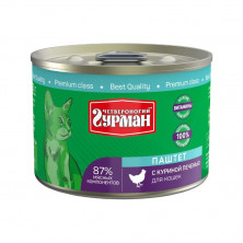 Влажный корм Четвероногий Гурман паштет для кошек с куриной печенью - 190 г