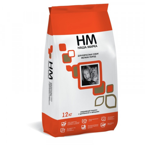 Наша Марка сухой корм для взрослых собак мелких пород с цыплёнком и овощами 12 кг