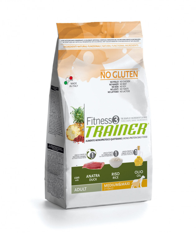 Trainer Fitness3 No Gluten Medium/Maxi Adult Duck and Rice - 3 кг
