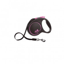 Flexi Black Design tape L поводок-рулетка для собак, черно-розовая 5 м, до 50 кг